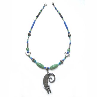 cat necklace czech beads birds fish